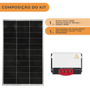 Kit Solar Placa Solar 160W com Controlador de Carga 20A 12/24V MPPT