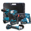 [GENAI] Kit de ferramentas 4 em 1 Furadeira, Chave de fenda/Chave de impacto/Amolador/Martelo 2 baterias de 68 V Caixa