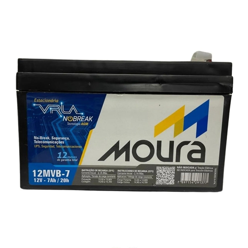Bateria Estacionária VRLA 7Ah 12V Moura Nobreak