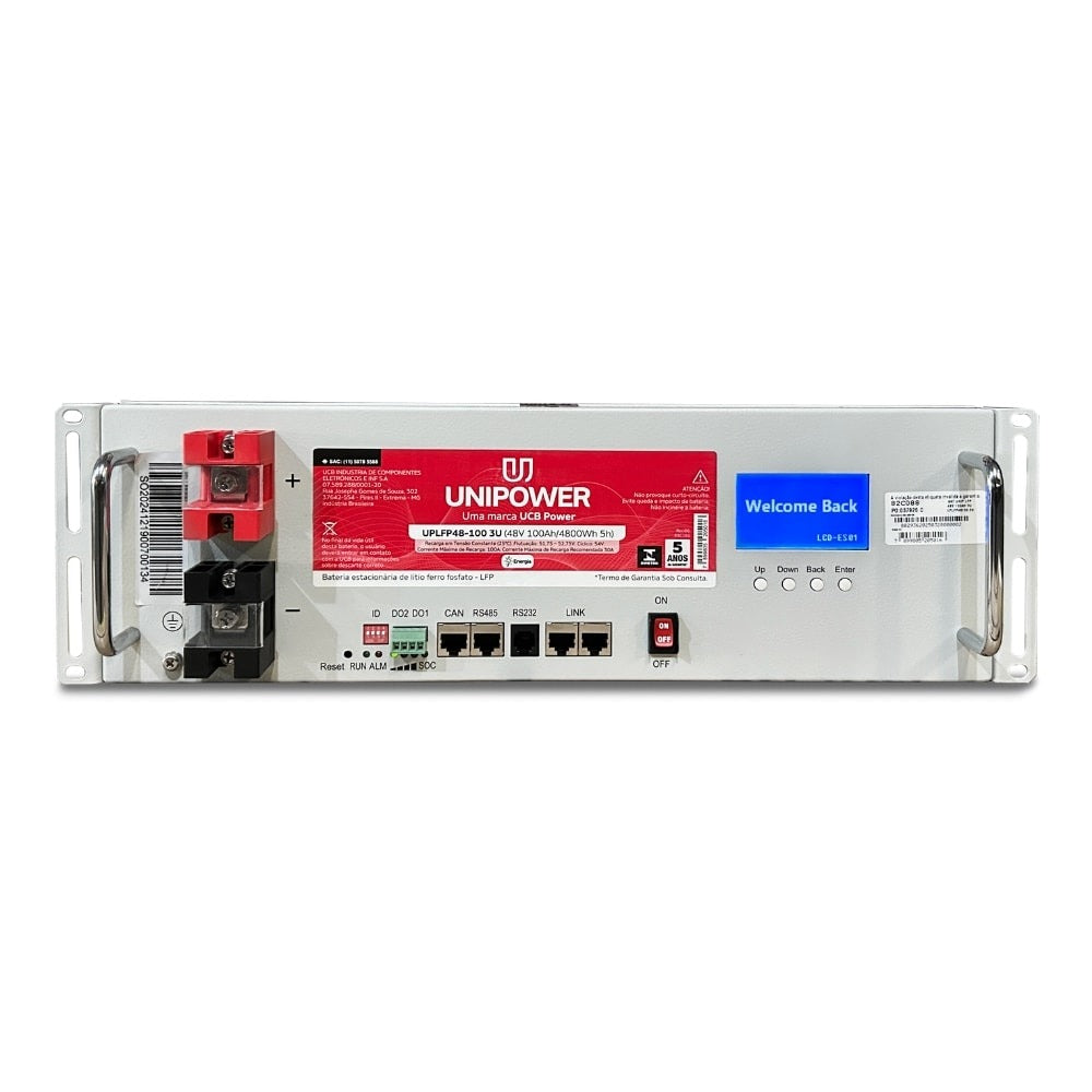 Bateria Solar de Lítio 100Ah 48V 4,8kW com Display Unipower UPLFP48-100 3U EN - imagem 5