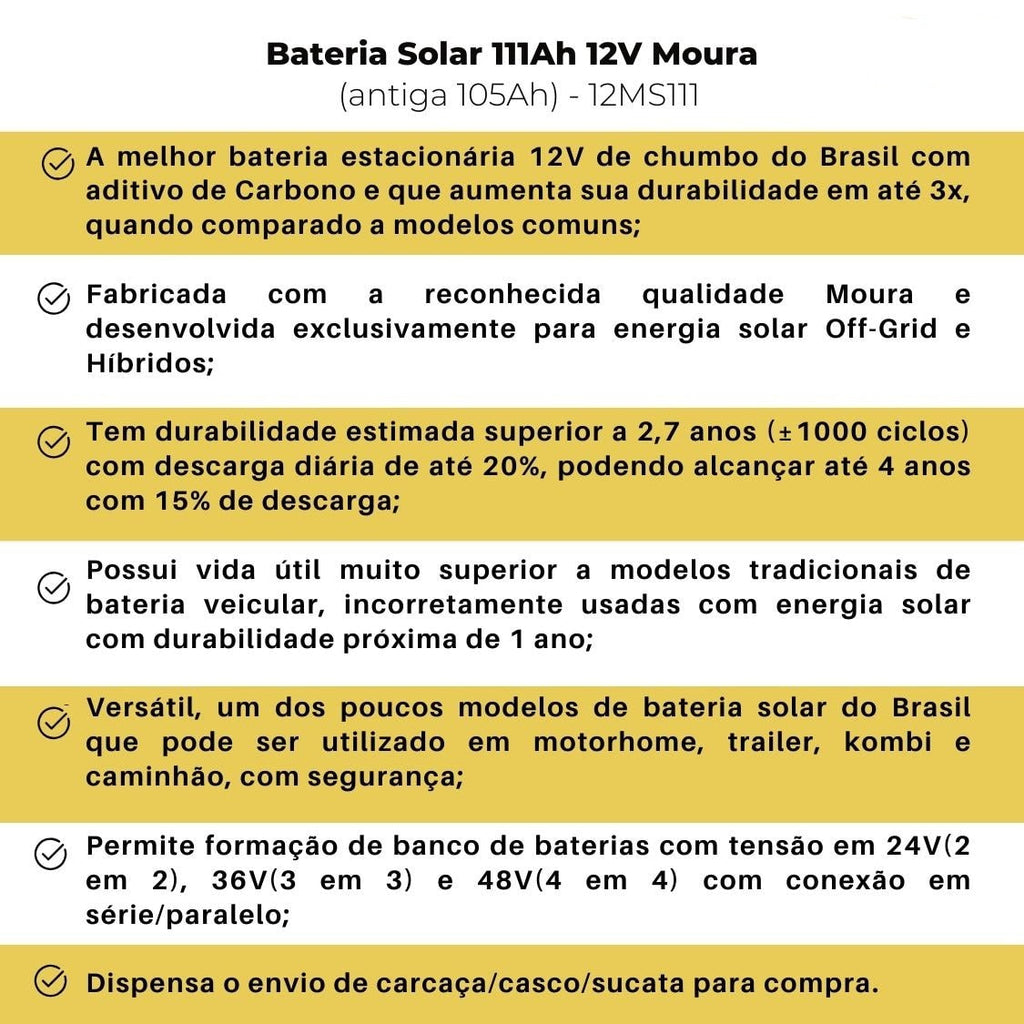 Bateria Solar Moura 111Ah - 12MS111Ah (antiga 105Ah) - imagem 5