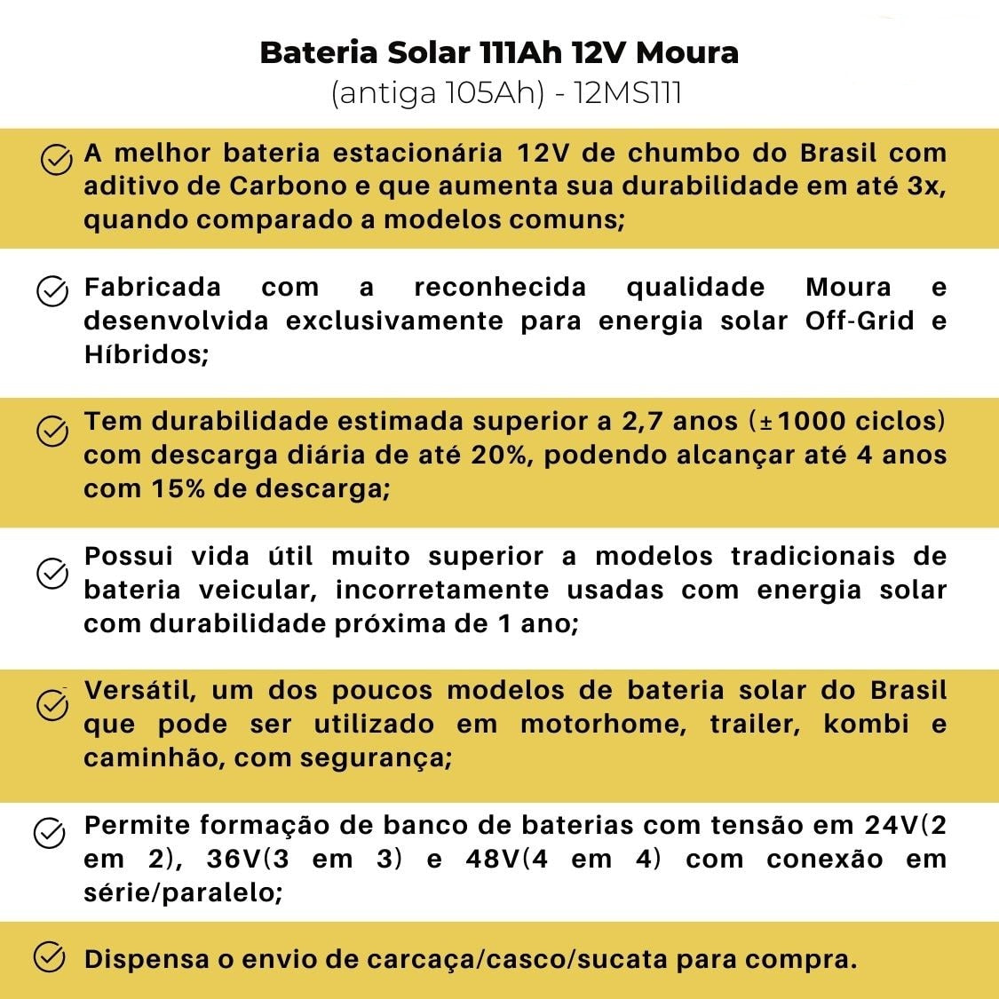 Bateria Solar Moura 111Ah - 12MS111Ah (antiga 105Ah) - imagem 5