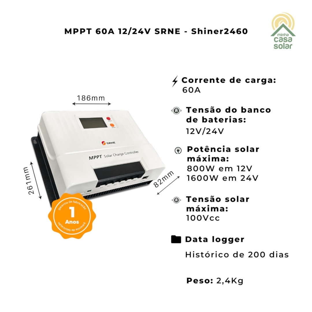 Controlador de Carga 60A 12V/24V PWM SUN21 - CCS-P6024 - imagem 7