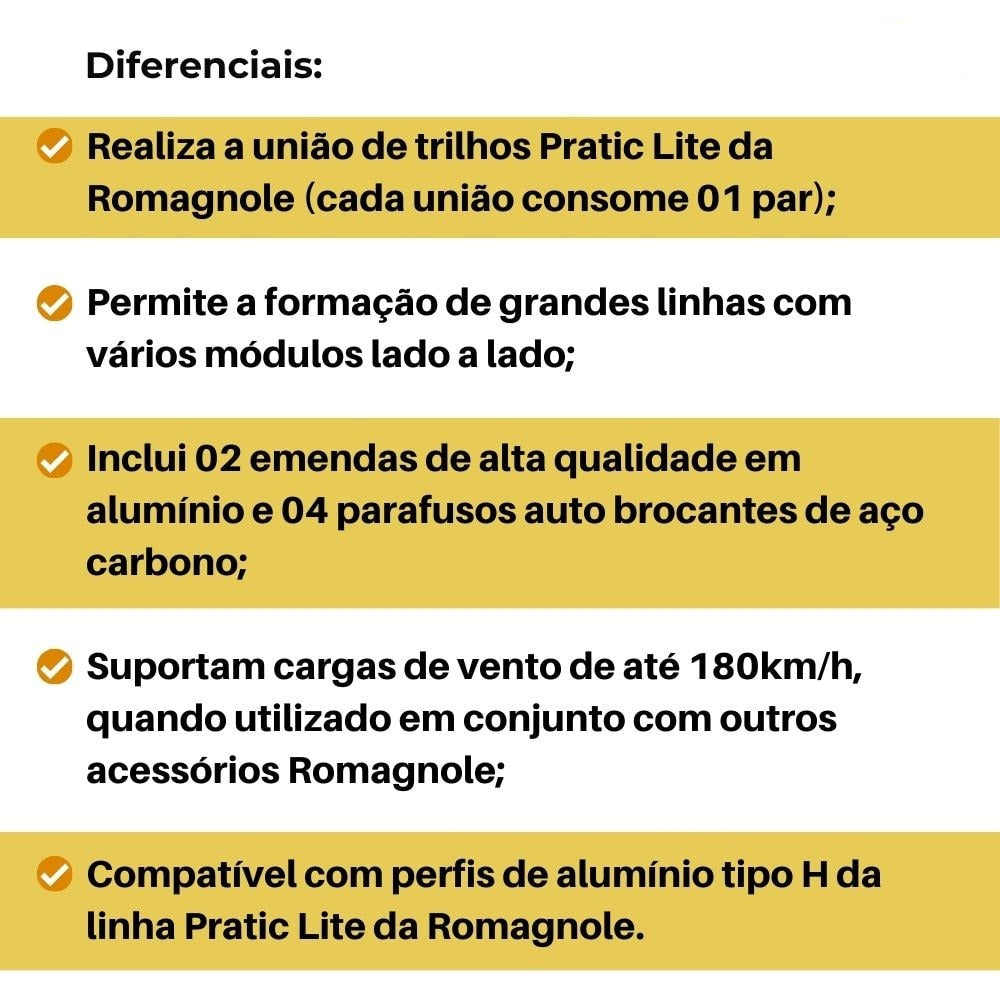 Emenda para Trilho Solar Padrão Romagnole - imagem 5