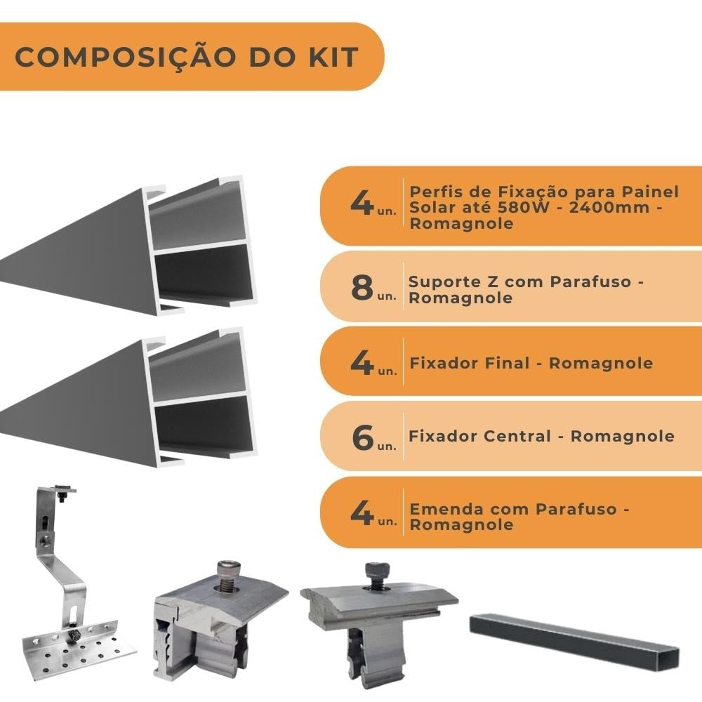Kit Fixação Painel Solar até 550W Telhado Cerâmico Romagnole - imagem 2